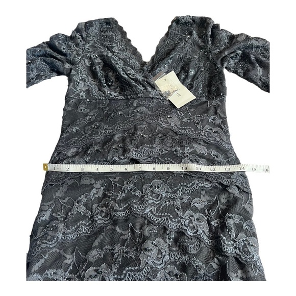 Cache Silver Pewter Gray Sequin Lace Layered Mini Sheath Occasion Dress Size 2 - Picture 4 of 16